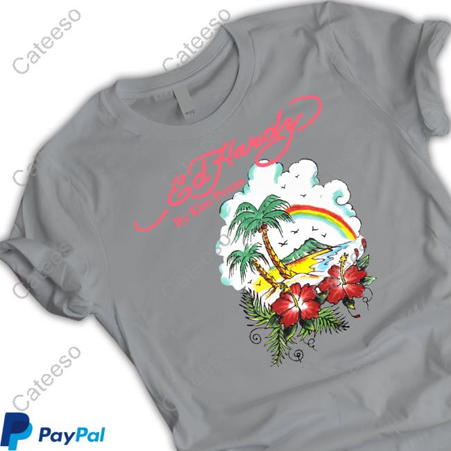 Edhardyoriginals Ed Hardy By Kim Petras Tropical Scene Lettuce Edge Long Sleeve T Shirt Tropical Scene Lettuce Edge Ed Hardy By Kim Petras Official