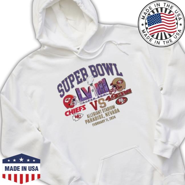 Original Official Official Kansas City Chiefs Vs San Francisco 49Ers Super Bowl Lviii Allegiant Stadium Paradise Nevada February 11, 2024 Sweater Original Official Official Kansas City Chiefs Vs San Francisco 49Ers Super Bowl Lviii Allegiant Stadium Paradise Nevada February 11, 2024 Sweater