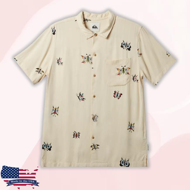 Quiksilver Merch Pool Party Casual Short Sleeve Woven Hawaiian Classic Shirt Quiksilver Merch Pool Party Casual Short Sleeve Woven Hawaiian Classic Shirt