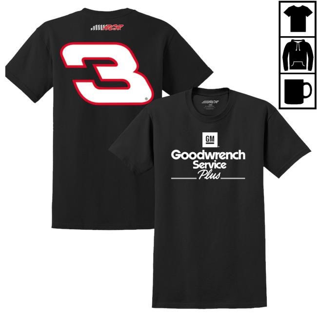 Official Nascar Merch Men's Dale Earnhardt Richard Childress Racing Team Collection Black Goodwrench Service Plus Sponsor Lifestyle Funny Shirt Official Nascar Merch Men's Dale Earnhardt Richard Childress Racing Team Collection Black Goodwrench Service Plus Sponsor Lifestyle Funny Shirt
