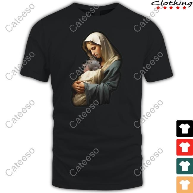 Good Shirts Store Mother Mary Moo Deng Hooded Sweatshirt