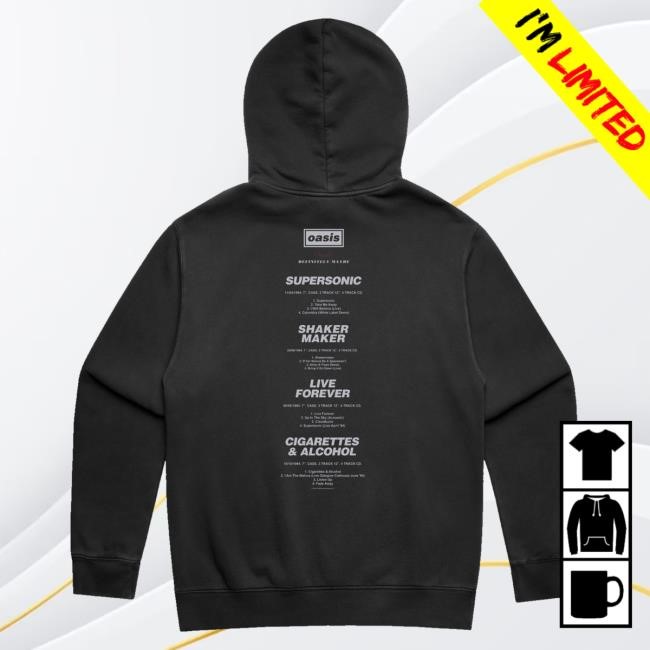 Oasis Official Store Merch Shop Oasis Singles Boxset Vintage Charcoal Tee Shirt