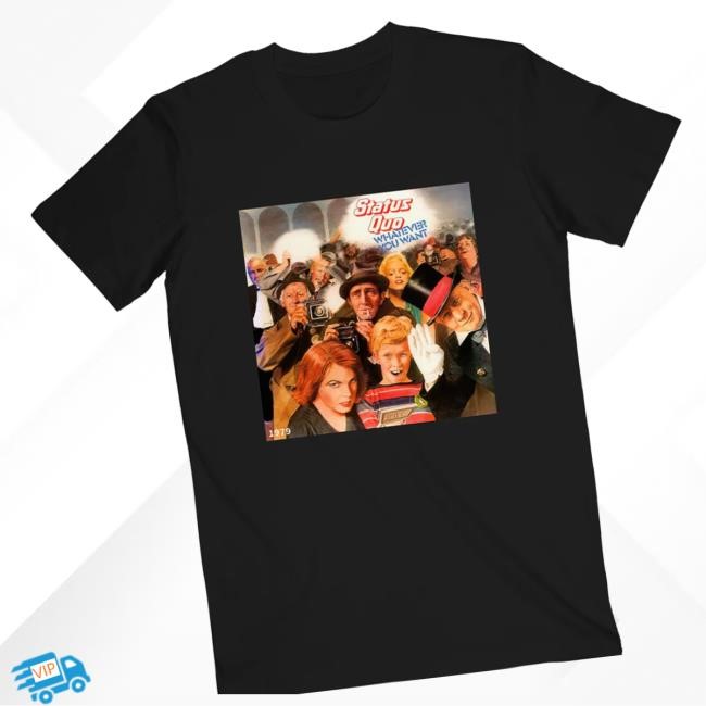 Official Status Quo Merch Whatever You Want' 45Th Anniversary Track Tee Black Hoodie