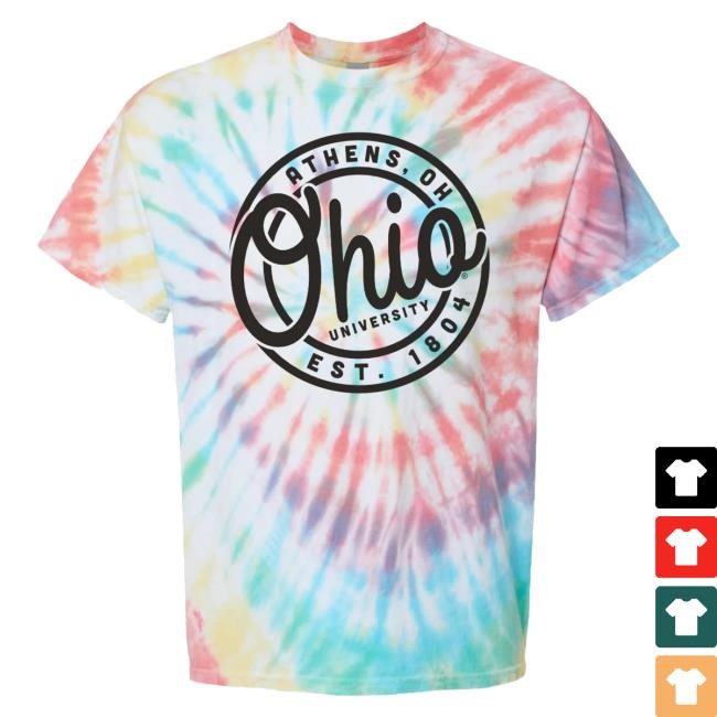 Ohiobobcats Merch Shop Ohio Bobcats Multi-Color Tie Dye Circle Shirts