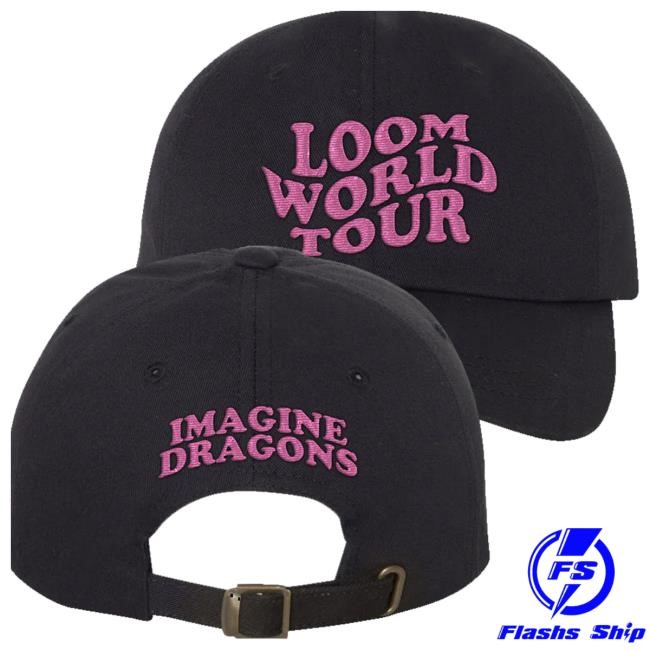 Official Imagine Dragons Music Merch Store Loom Dad Hat With/ Pink Embroidery headwear Official Imagine Dragons Music Merch Store Loom Dad Hat With/ Pink Embroidery headwear