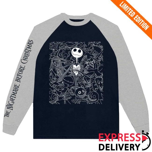 Eyesore Merch Store The Nightmare Before Christmas 'Jack Crowd' (Blue & Grey) Long Sleeve Tee Shirt