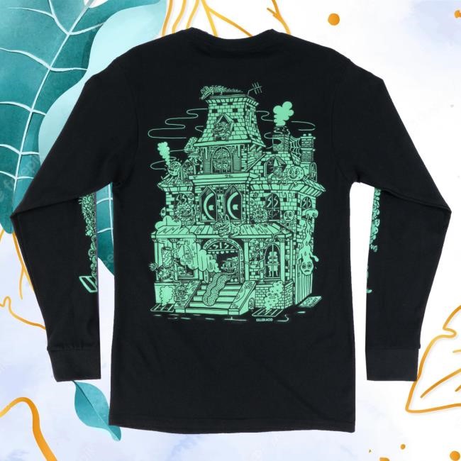 Official Killer Acid Merch Haunted House Glow In The Dark Long Sleeve Tee Official Killer Acid Merch Haunted House Glow In The Dark Long Sleeve Tee