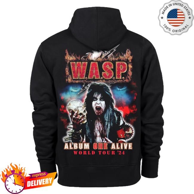 Waspnation Merch W.A.S.P Album One Alive Tour Mens Black Pullover Sweatshirt
